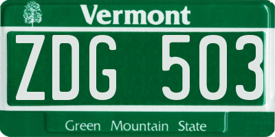 VT license plate ZDG503