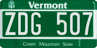 VT license plate ZDG507