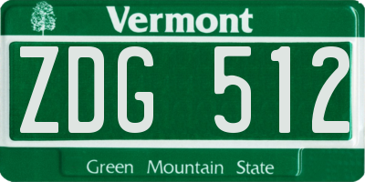 VT license plate ZDG512
