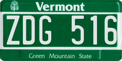 VT license plate ZDG516