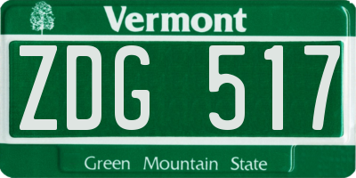 VT license plate ZDG517