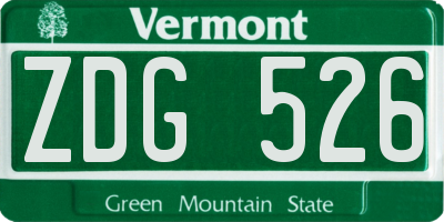 VT license plate ZDG526