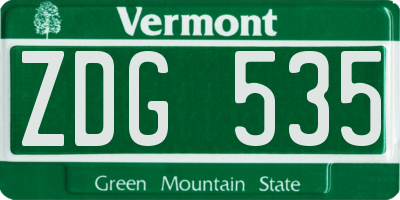 VT license plate ZDG535