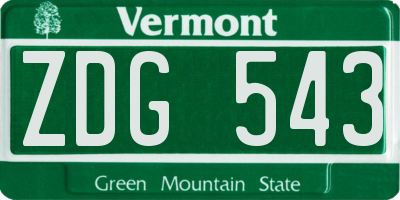 VT license plate ZDG543