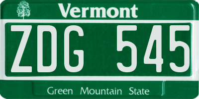 VT license plate ZDG545