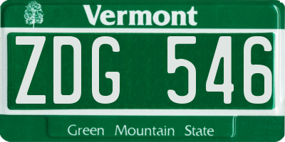 VT license plate ZDG546