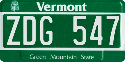 VT license plate ZDG547