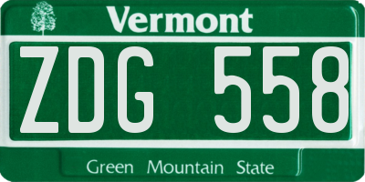 VT license plate ZDG558