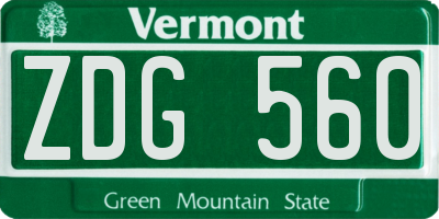 VT license plate ZDG560
