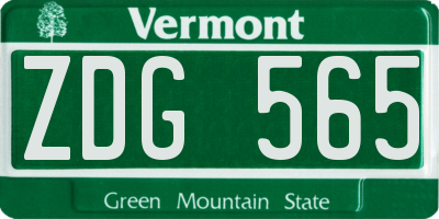 VT license plate ZDG565