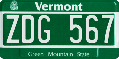 VT license plate ZDG567