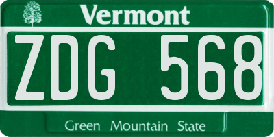 VT license plate ZDG568