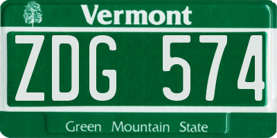 VT license plate ZDG574