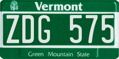 VT license plate ZDG575