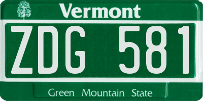 VT license plate ZDG581