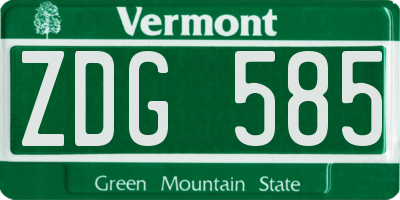 VT license plate ZDG585
