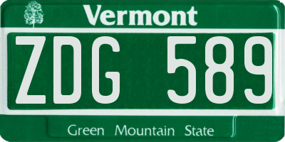 VT license plate ZDG589