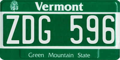 VT license plate ZDG596