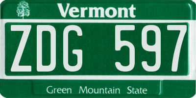 VT license plate ZDG597