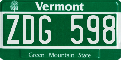 VT license plate ZDG598