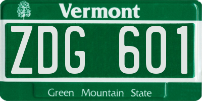 VT license plate ZDG601