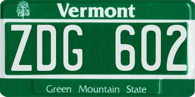 VT license plate ZDG602