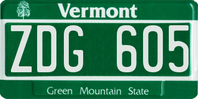 VT license plate ZDG605