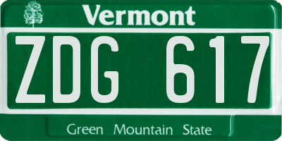 VT license plate ZDG617