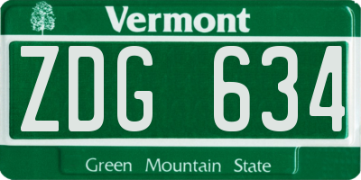 VT license plate ZDG634