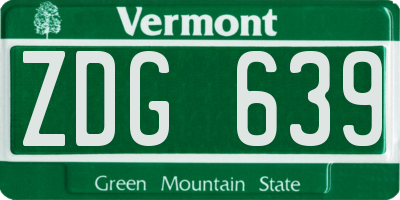 VT license plate ZDG639