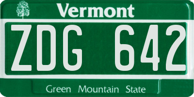 VT license plate ZDG642