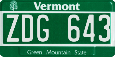 VT license plate ZDG643