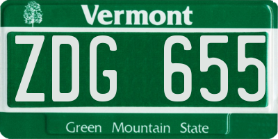 VT license plate ZDG655