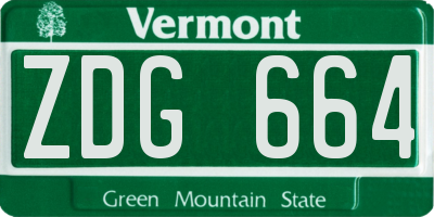 VT license plate ZDG664