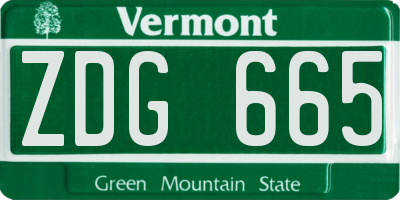 VT license plate ZDG665