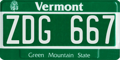 VT license plate ZDG667