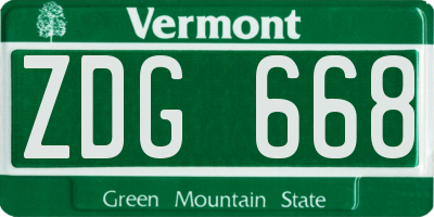 VT license plate ZDG668