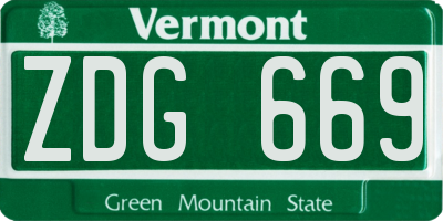 VT license plate ZDG669