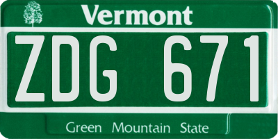 VT license plate ZDG671