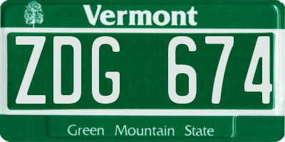 VT license plate ZDG674