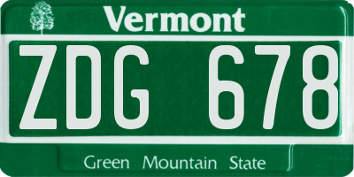 VT license plate ZDG678