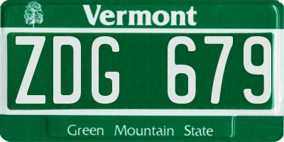 VT license plate ZDG679