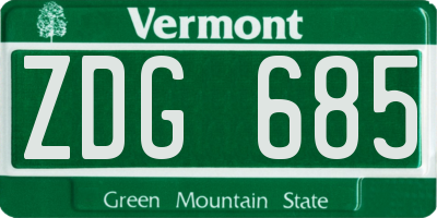 VT license plate ZDG685