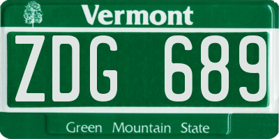 VT license plate ZDG689