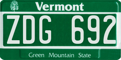 VT license plate ZDG692