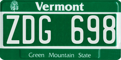 VT license plate ZDG698