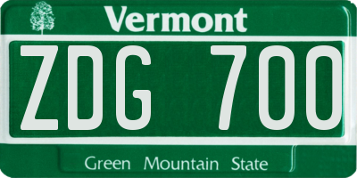 VT license plate ZDG700