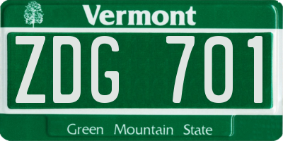 VT license plate ZDG701