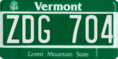 VT license plate ZDG704
