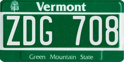 VT license plate ZDG708